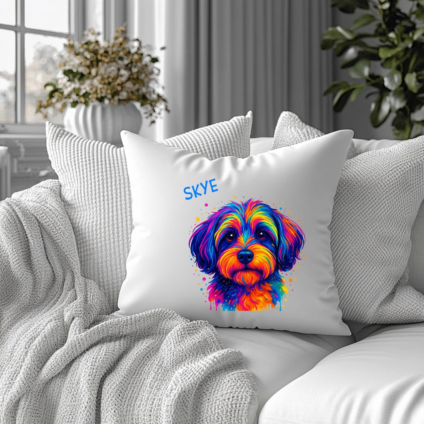 Personalised Neon Pop Art Pet Cushion Cover