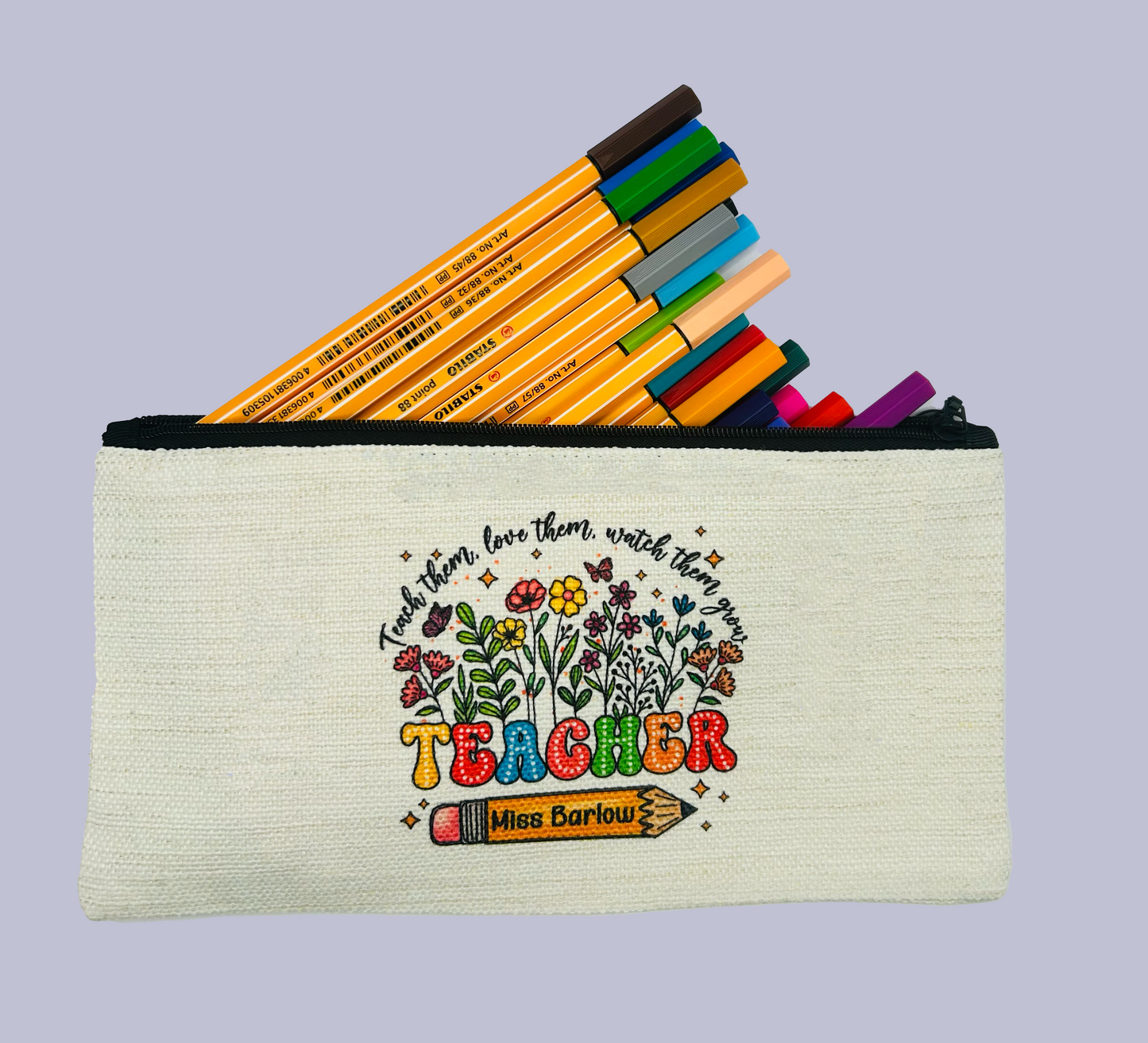 Personalised Linen Pencil Case – Teacher Gift – End of Year Thank You