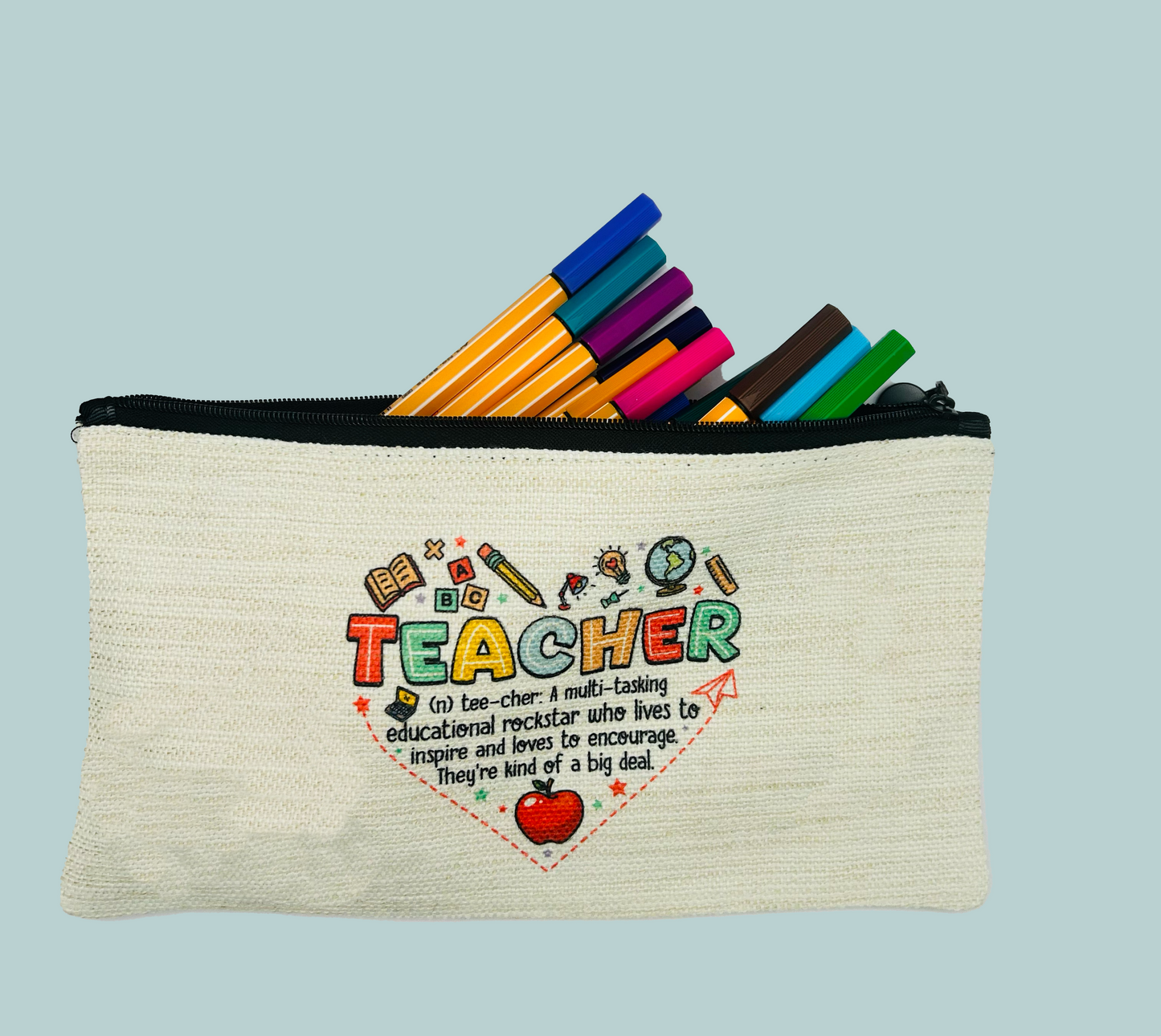Personalised Linen Pencil Case – Teacher Gift – End of Year Thank You