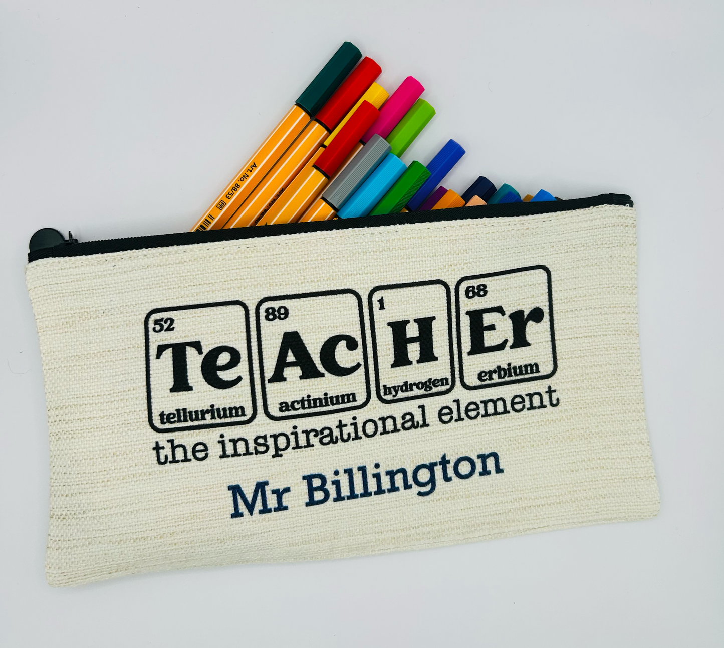 Personalised Linen Pencil Case – Teacher Gift – End of Year Thank You