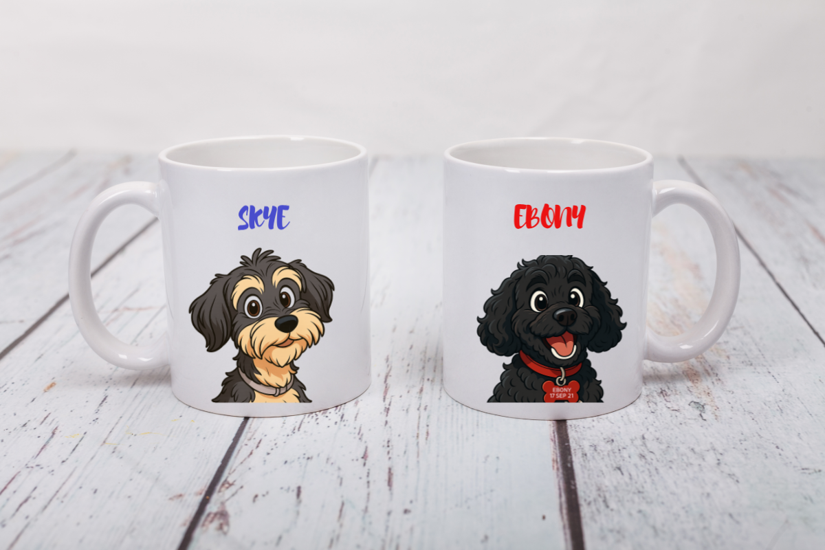 Personalised 90’s Cartoon Pet Illustration Mug