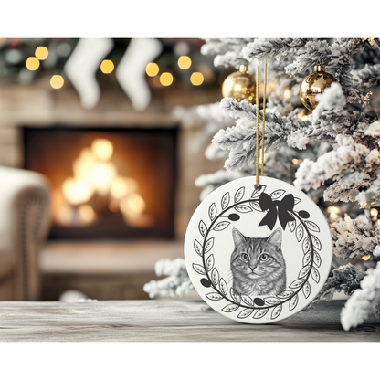 Personalised Black & White Pet Illustration Christmas Ornament