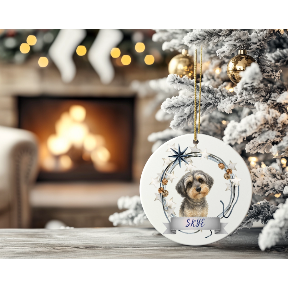 Personalised Ceramic Water Colour Pet Christmas Ornament