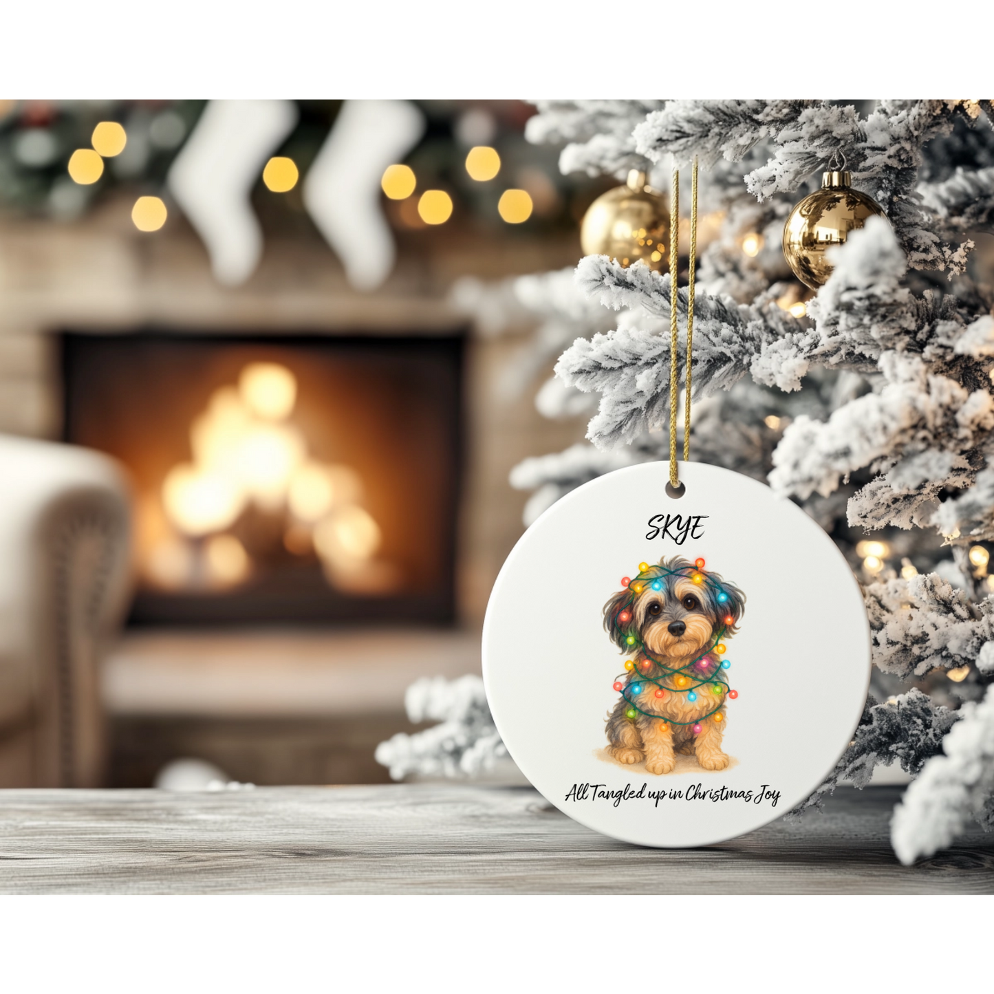Personalised ceramic pet ornament.