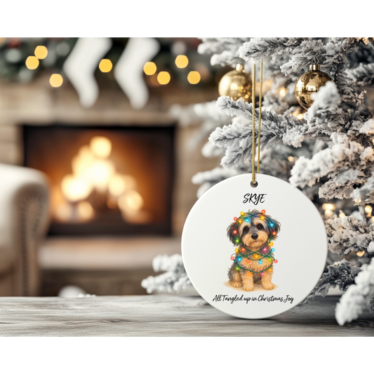 Personalised ceramic pet ornament.