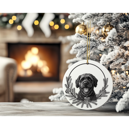 Personalised Black & White Pet Illustration Christmas Ornament