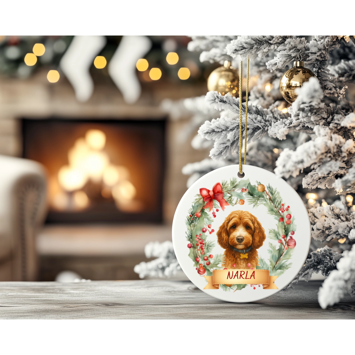 Personalised Ceramic Water Colour Pet Christmas Ornament