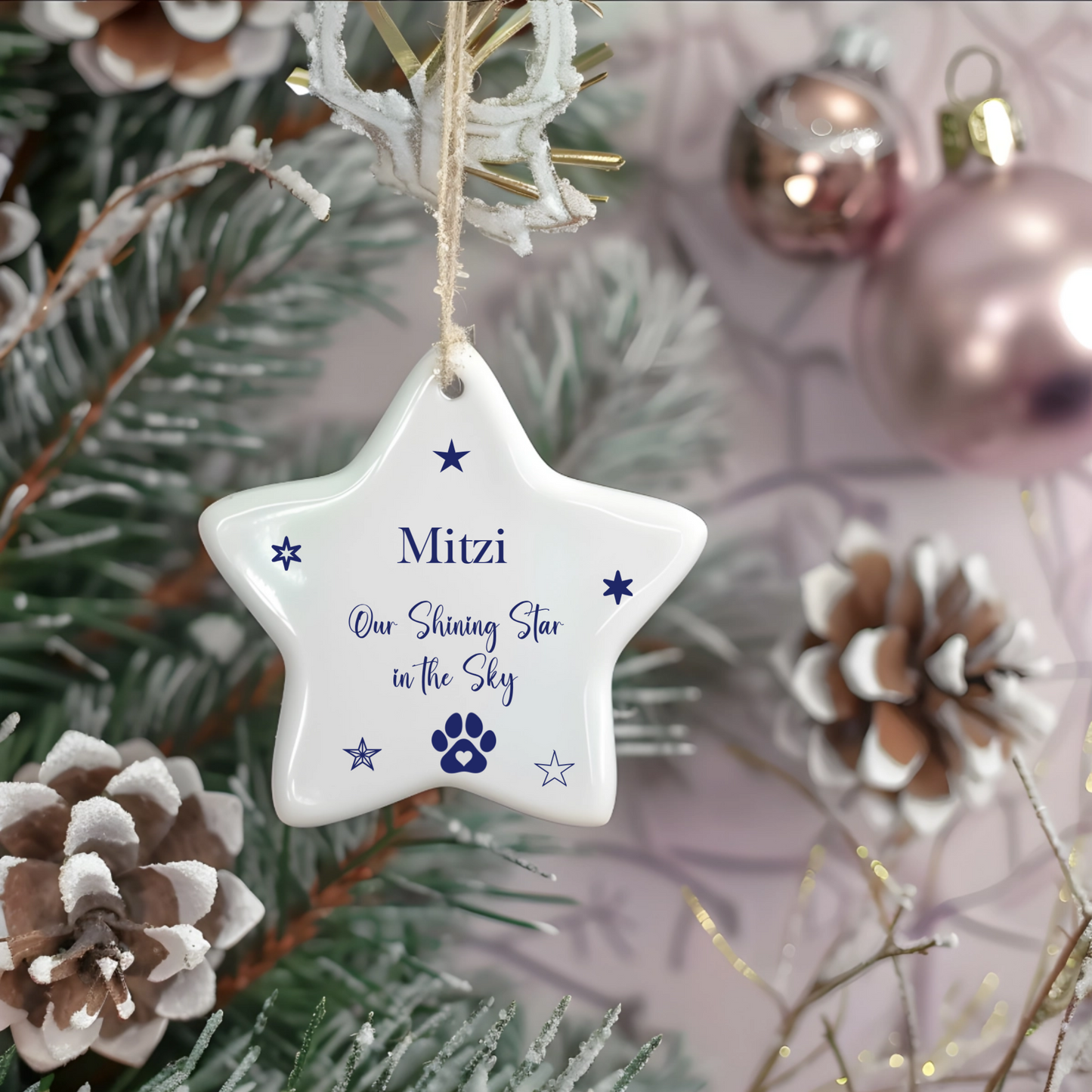 Personalised Pet Memorial Star Ornament – Ceramic Keepsake