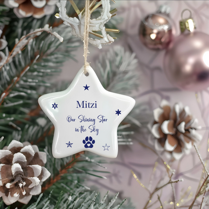 Personalised Pet Memorial Star Ornament – Ceramic Keepsake