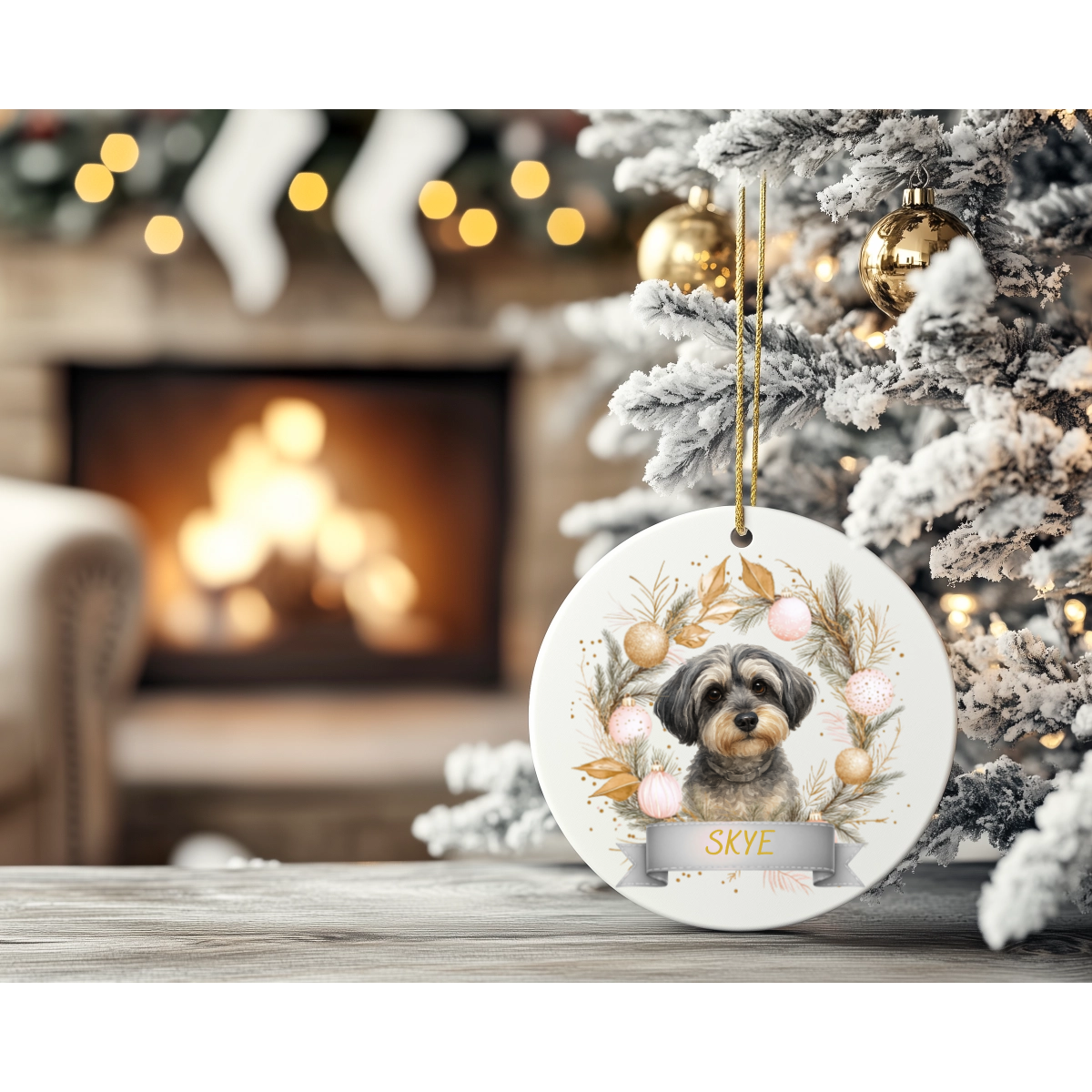 Personalised Ceramic Water Colour Pet Christmas Ornament