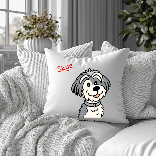 Personalised Snoopy-Style Pet Illustration Cushion Cover