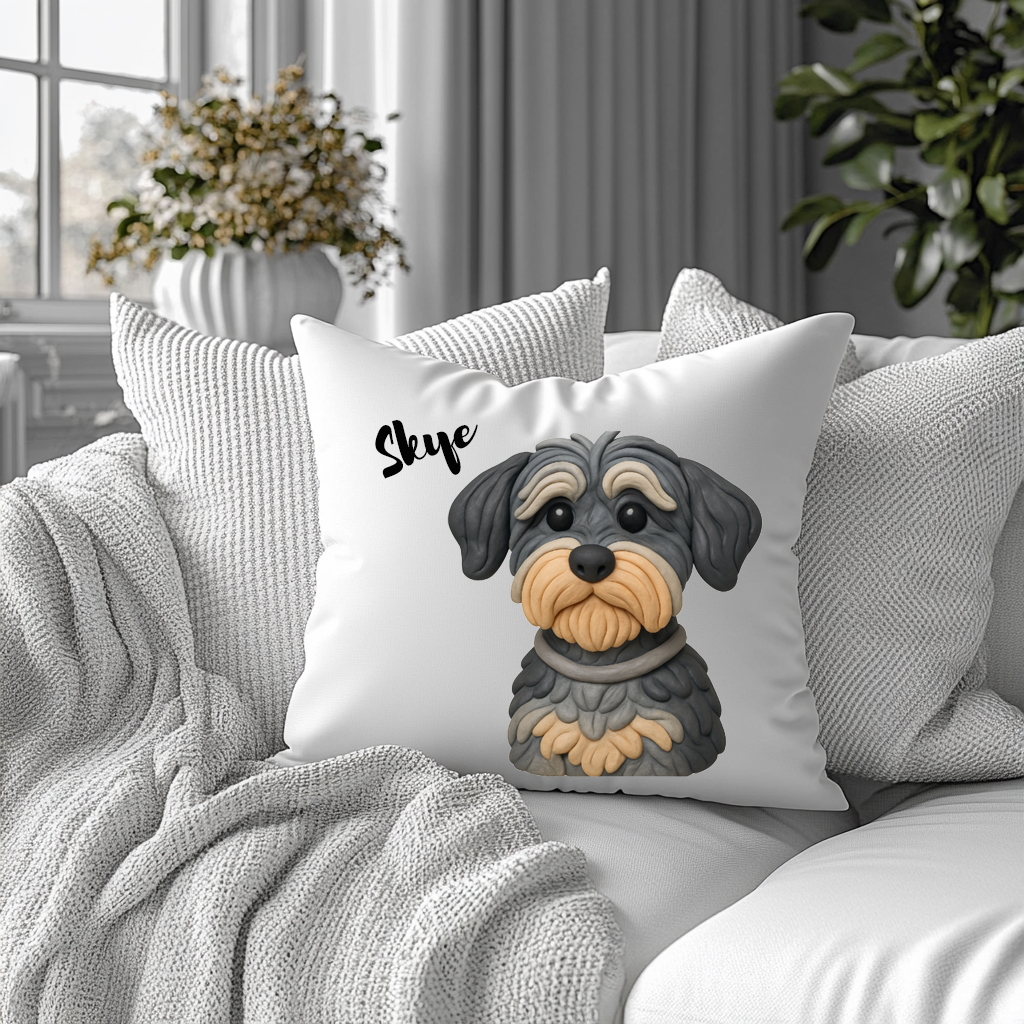 Personalised Clay-Style Pet Illustration Cushion Cover